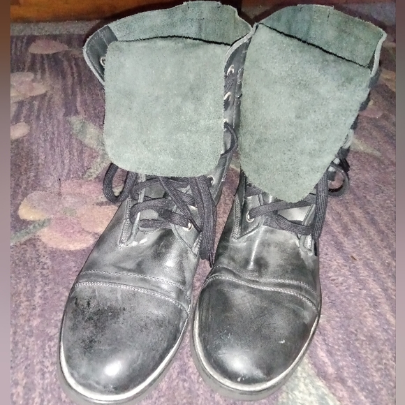 Affliction Black Pull Up 7 Eyelet Military Leather Lace Up Combat Boots - Picture 3 of 10